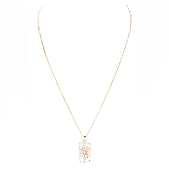 14K Gold Plated Cubic Zirconia Heart Pendant Statement Necklace - Picture 2 of 2